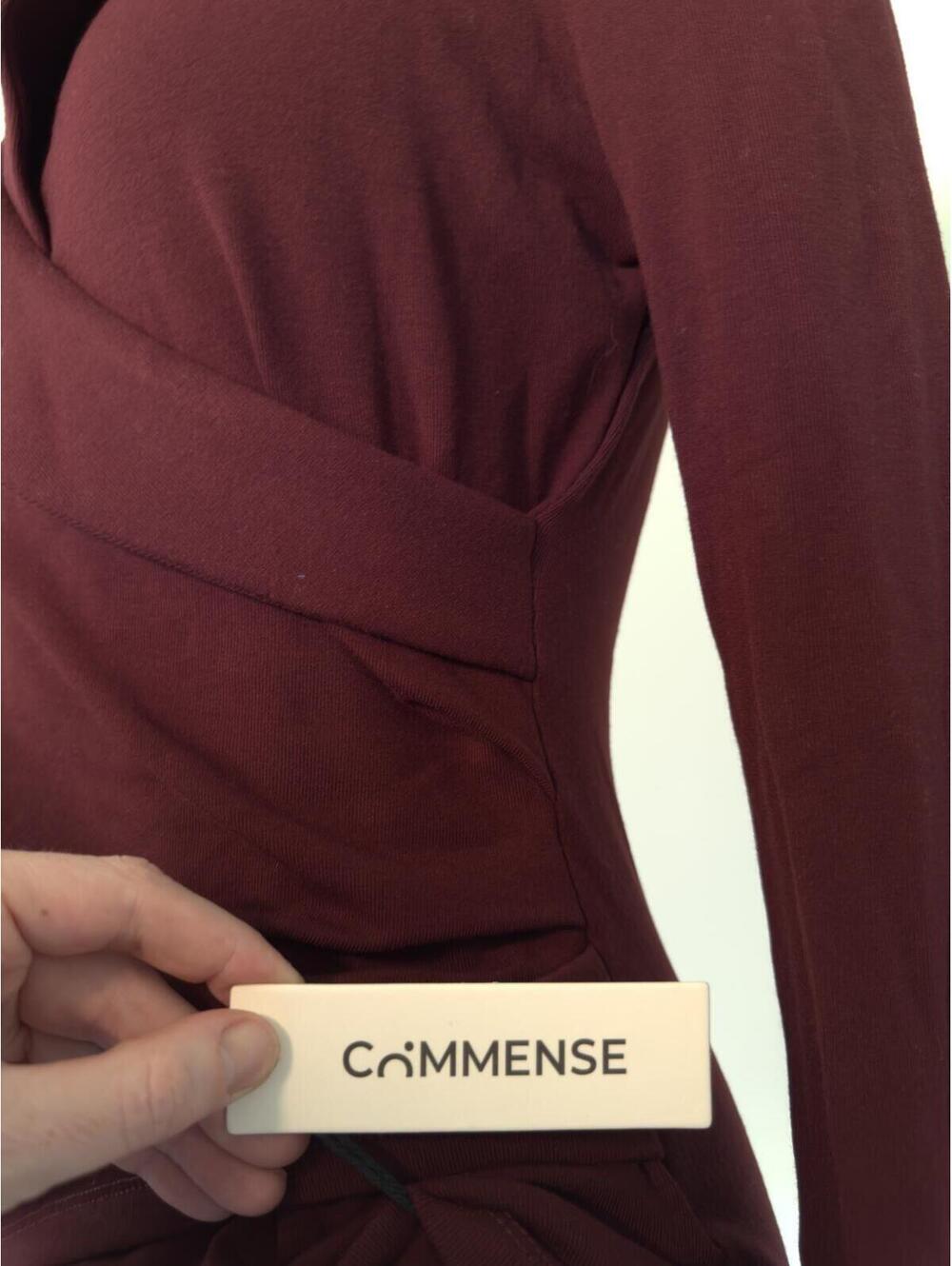 NWT Commense Long Sleeve Wrap Top in Burgundy - Picture 2 of 6